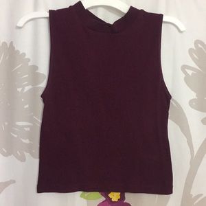 Burgundy High Neck Crop Top